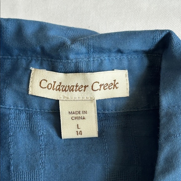 Coldwater Creek Sheer Blue Button-Front Women's Shirt - Lightweight Layering Top - Picture 9 of 17